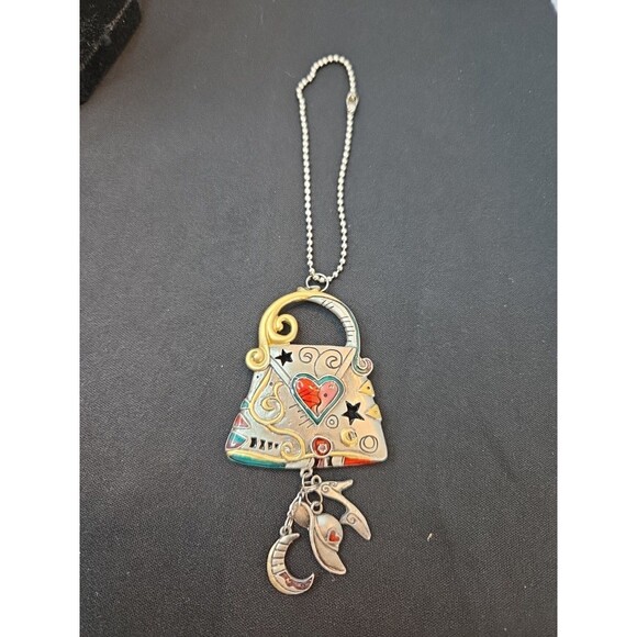 Ganz Pewter & Enamel Purse W/ Hat Moon & Shoe Charms Key Chain Ornament 7" - Picture 1 of 4